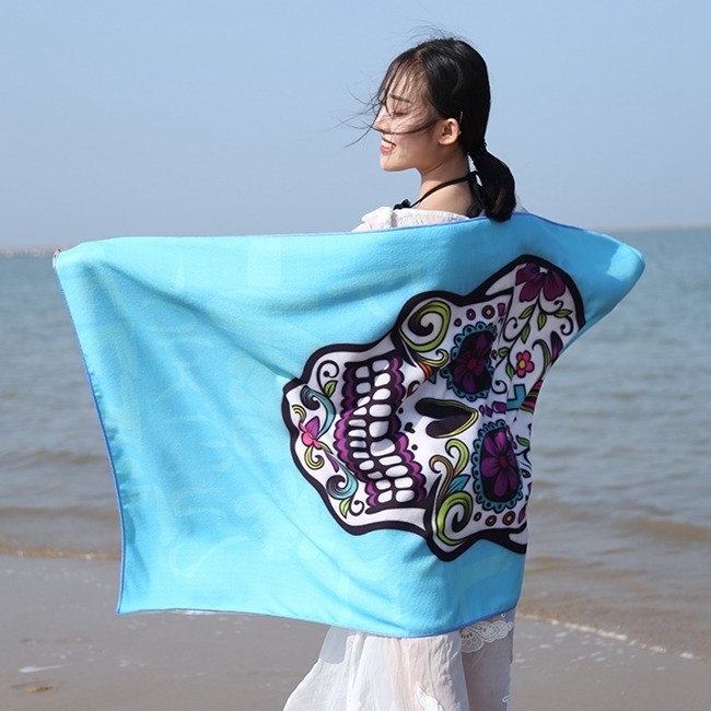 Custom Printed Sugar Skull Beach Towel Large Thick 250gsm